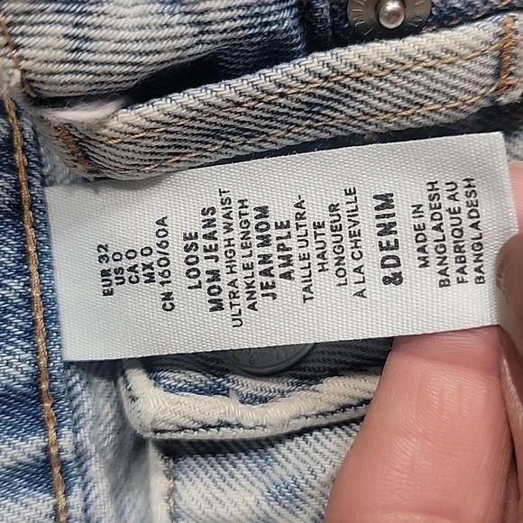 & Denim, Loose Mom Jeans, Size 0, Ultra High Waist, Ankle Length, GUC - Picture 7 of 13